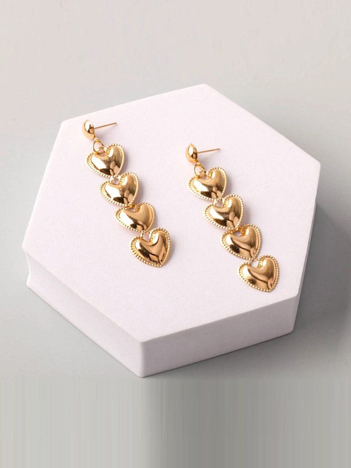 FASHION GOLD & SILVER HEART DROP EARRINGS