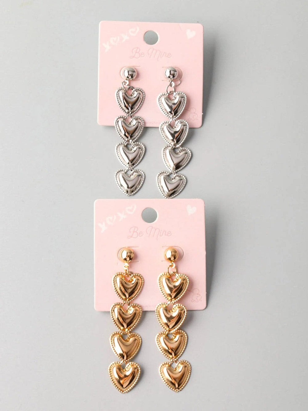 FASHION GOLD & SILVER HEART DROP EARRINGS