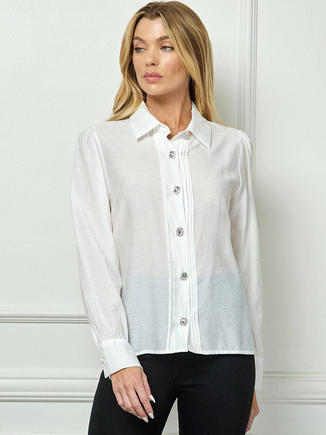 WOMEN'S LONG SLEEVE BUTTON UP BLOUSE TOP