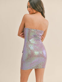 WOMEN'S SLEEVELESS BUTTON UP BODYCON SEQUINS MINI DRESS