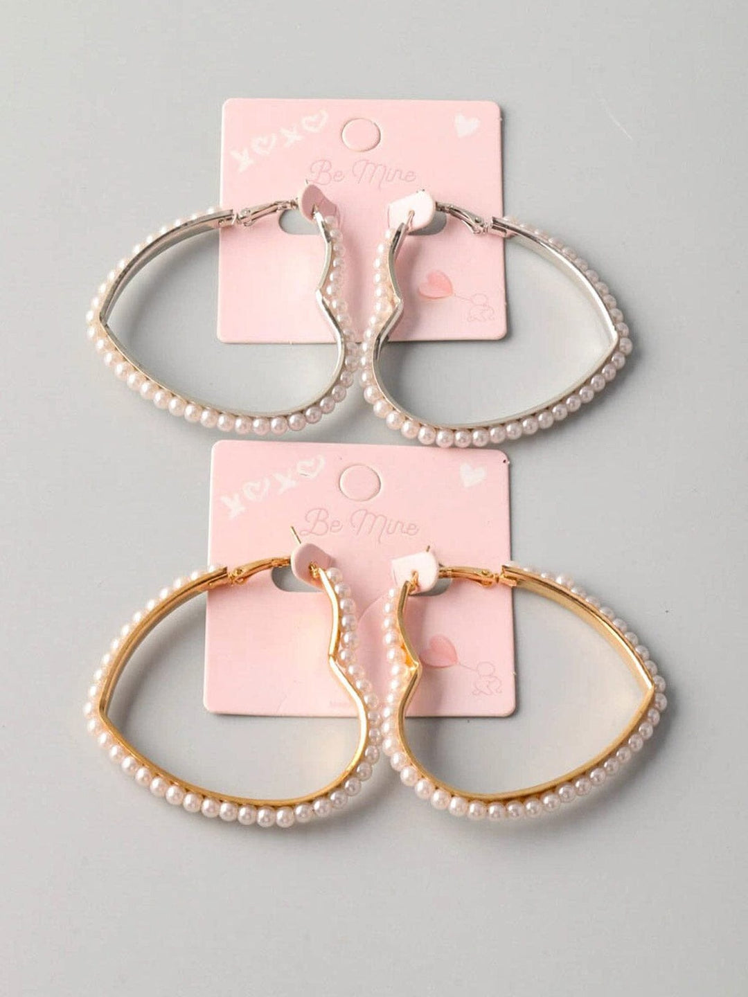 FASHION GOLD & SILVER HEART WITH PEARL EARRINGS