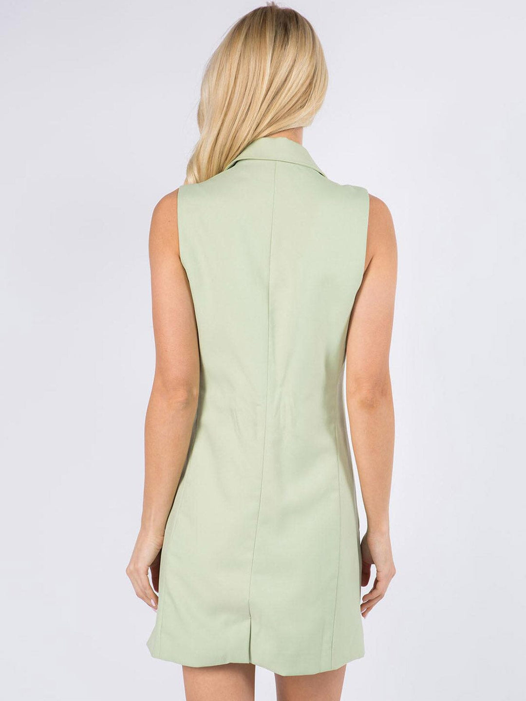 WOMEN'S SLEEVELESS BUTTON CLOSURE POCKETS MINI DRESS