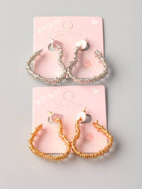 FASHION GOLD & SILVER HEART EARRINGS