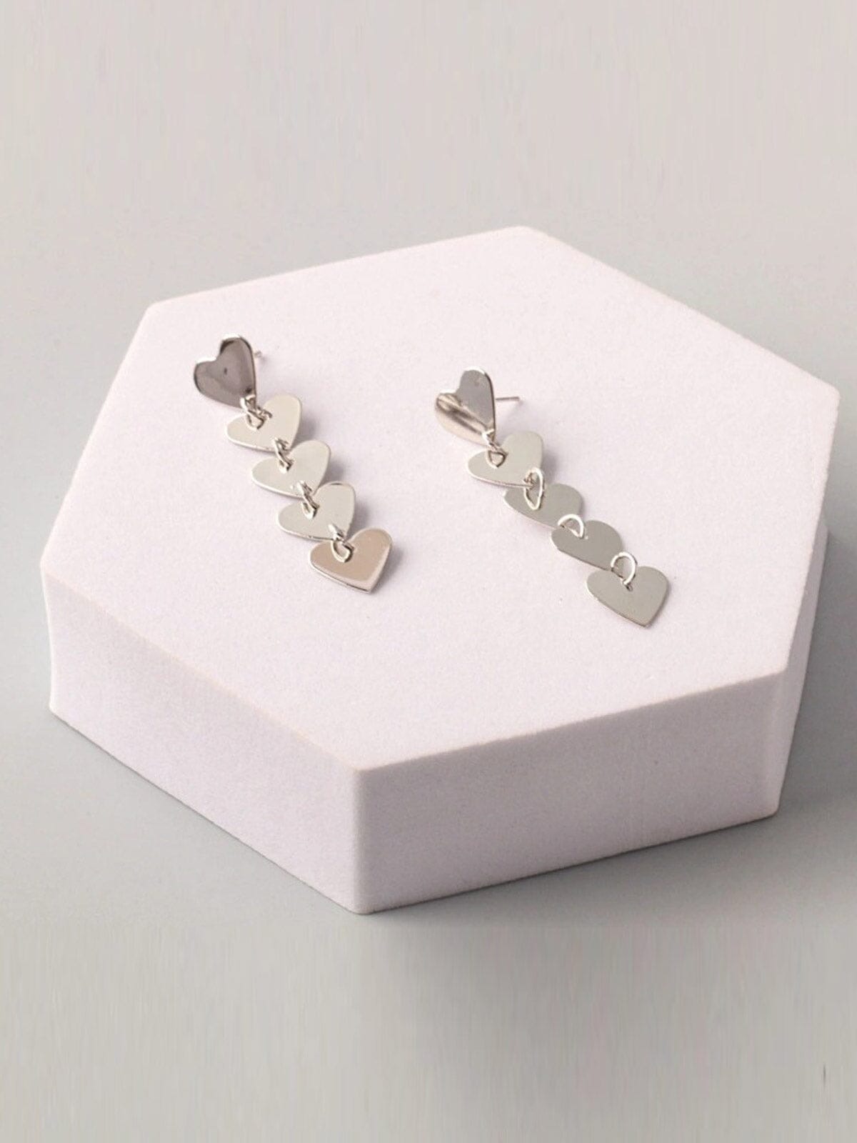 FASHION GOLD & SILVER HEART PENDANT DROP EARRINGS