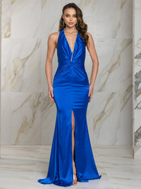 WOMEN'S SLEEVELESS V-NECK OPEN BACK BODYCON MAXI DRESS