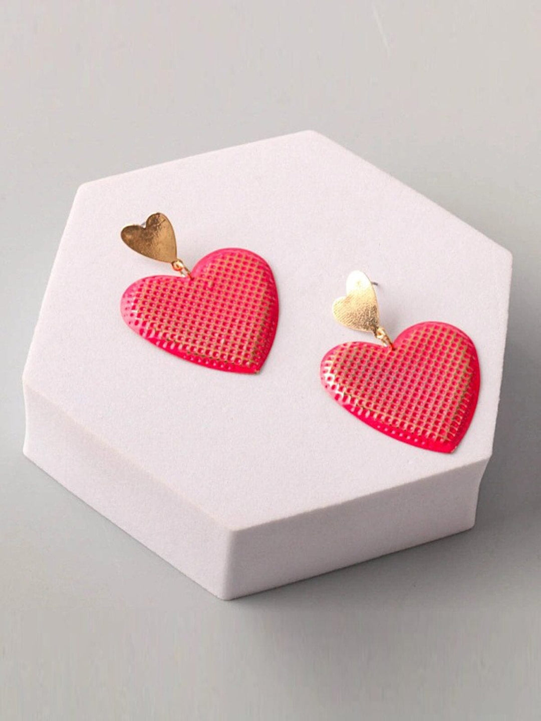 FASHION ASSORTED COLORS SHIMMER HEART EARRINGS