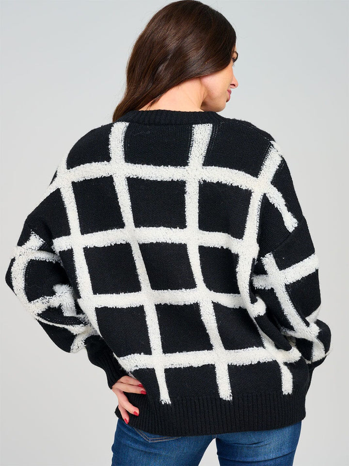 WOMEN'S LONG SLEEVE COLORBLOCK PULLOVER SWEATER