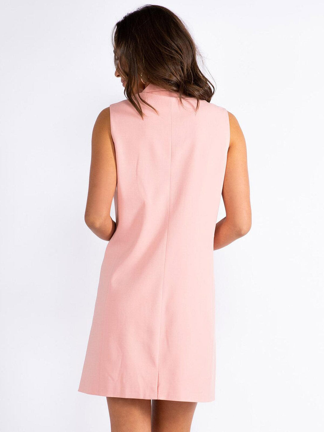 WOMEN'S SLEEVELESS BUTTON CLOSURE POCKETS MINI DRESS