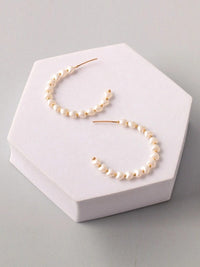 FASHION PEARL HEART SHAPE HOOPS EARRINGS