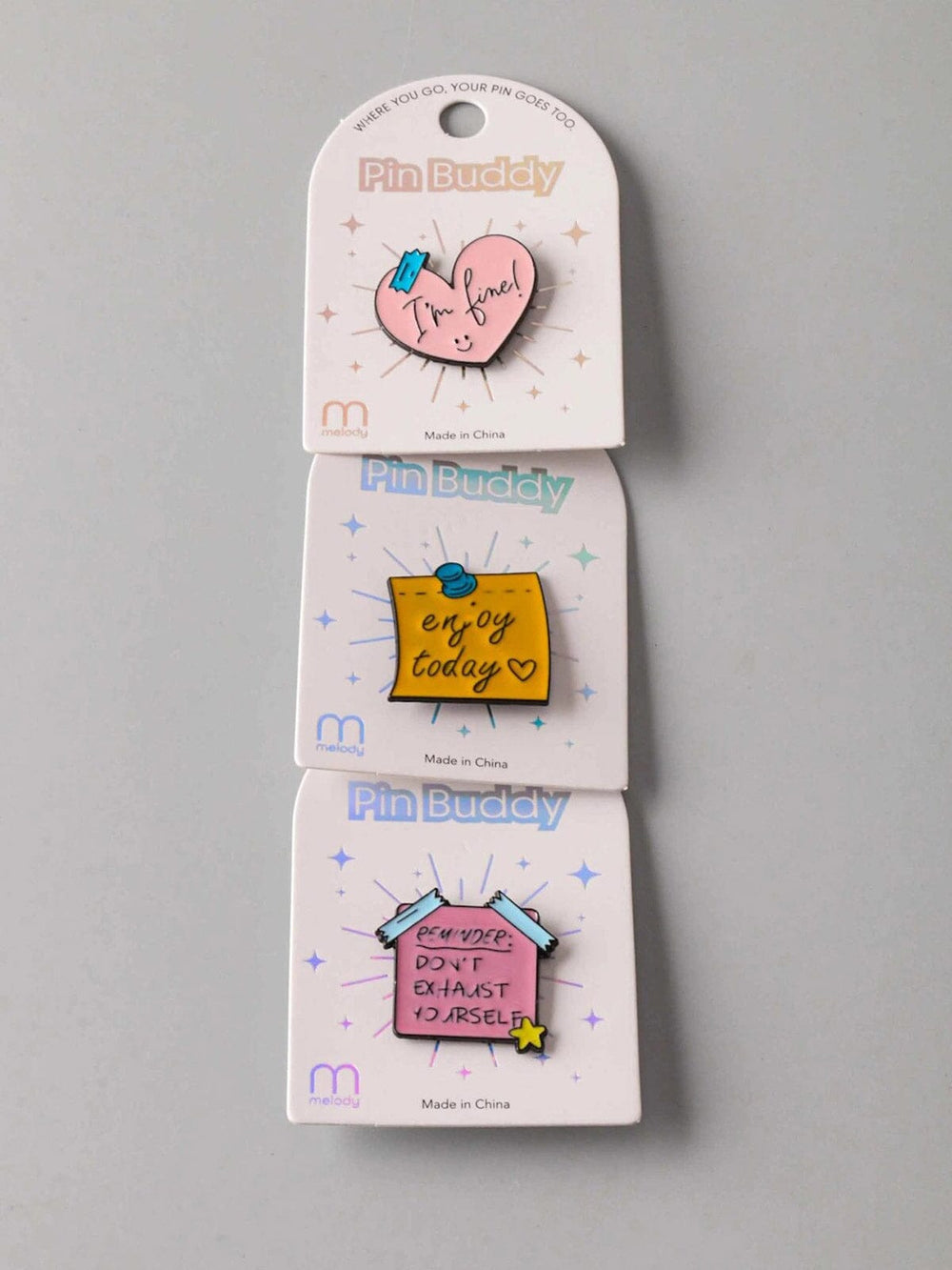 ASSORTED COLORS PENDANT BUTTON PINS