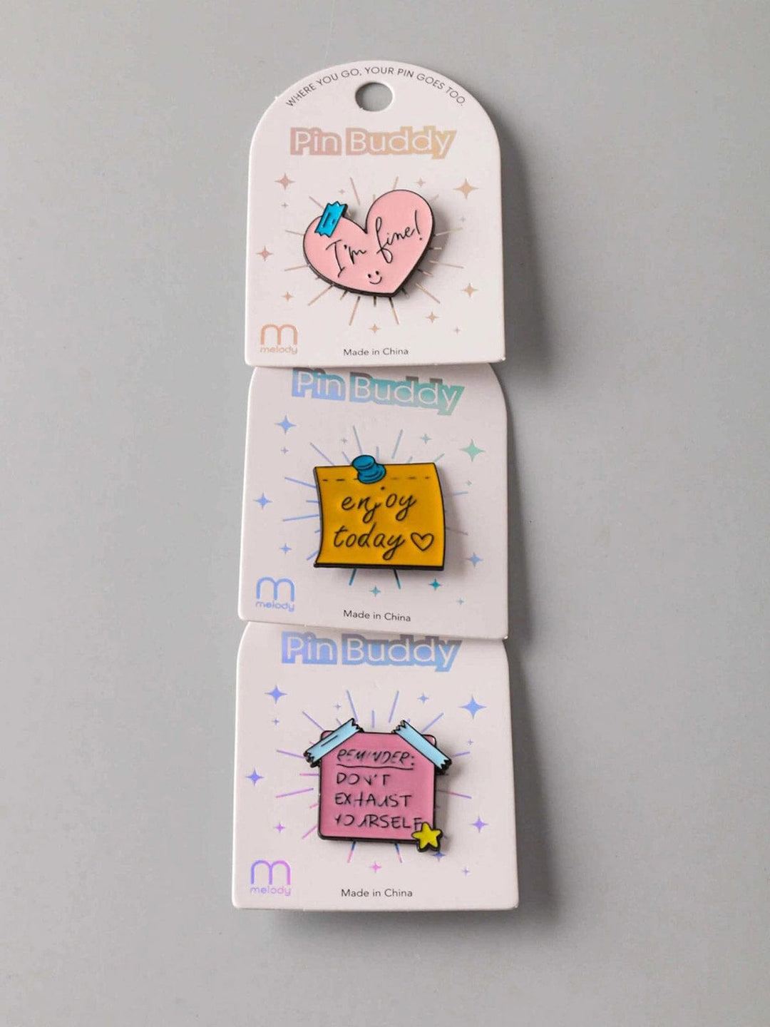 ASSORTED COLORS PENDANT BUTTON PINS