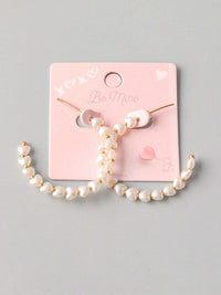 FASHION PEARL HEART SHAPE HOOPS EARRINGS