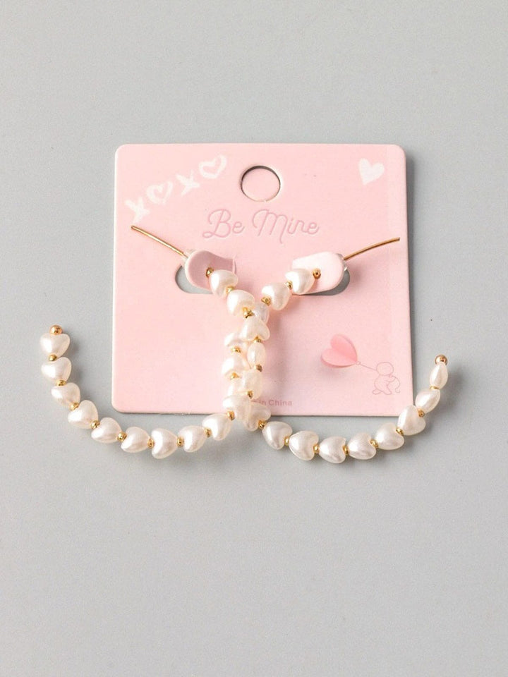 FASHION PEARL HEART SHAPE HOOPS EARRINGS