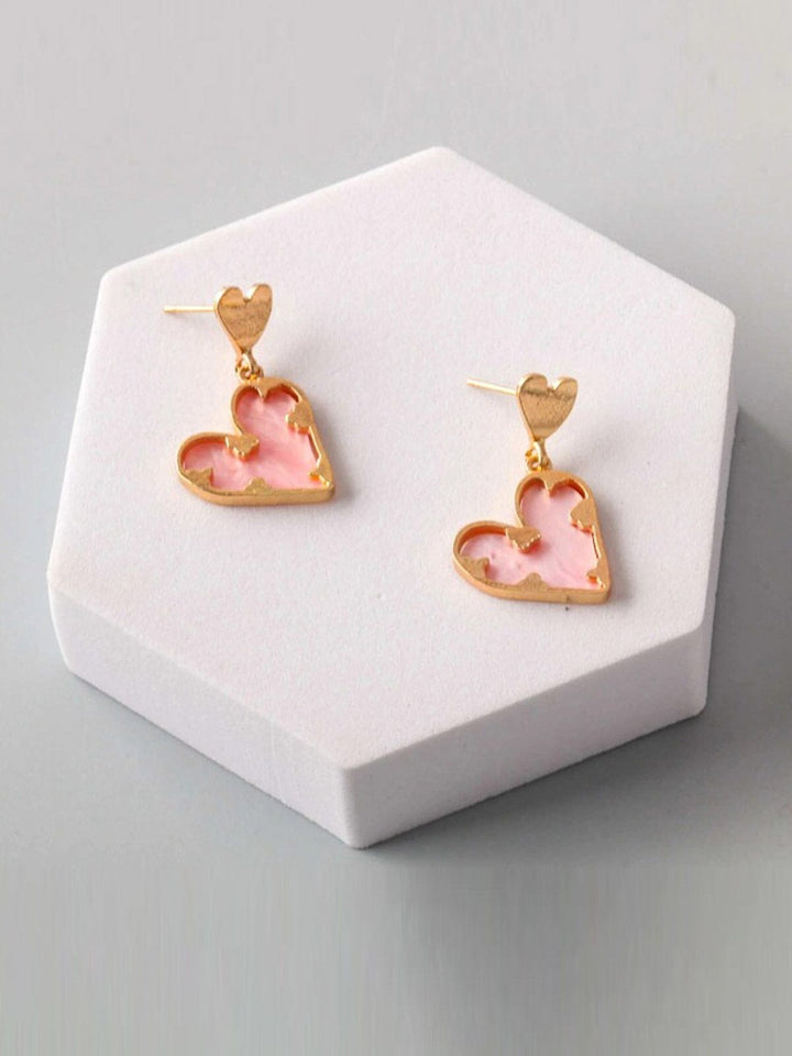 FASHION ASSORTED COLORS HEART EARRINGS