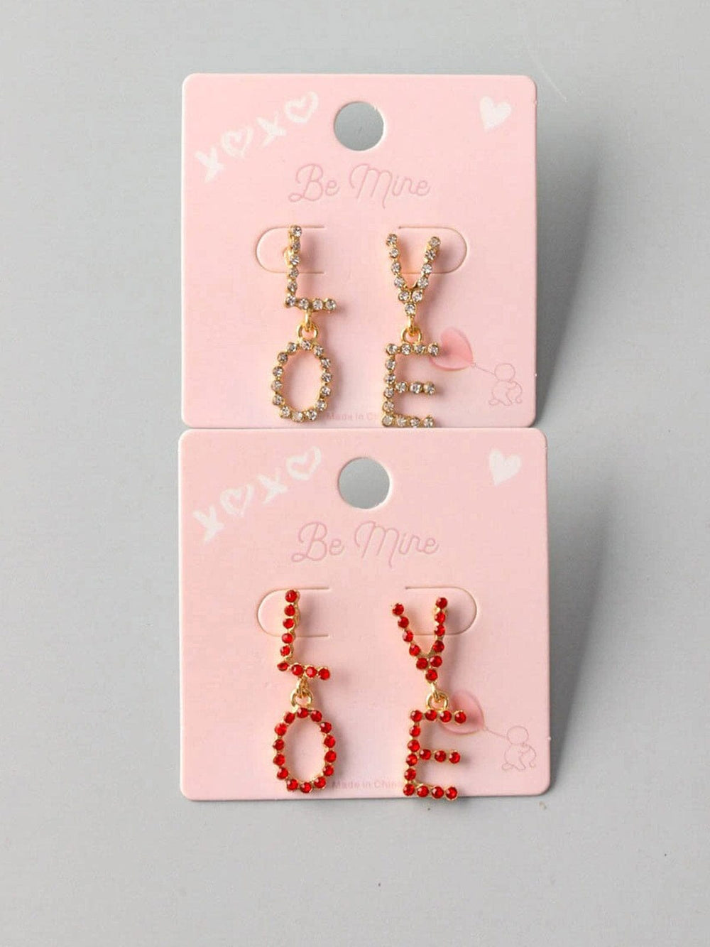 FASHION RED & WHITE LOVE EARRINGS