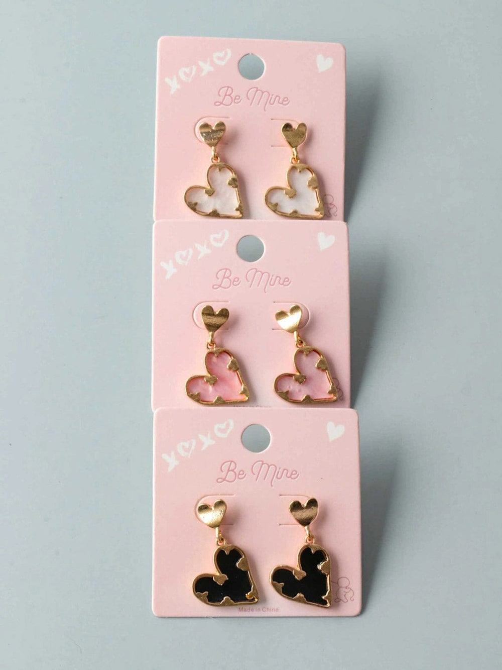 FASHION ASSORTED COLORS HEART EARRINGS