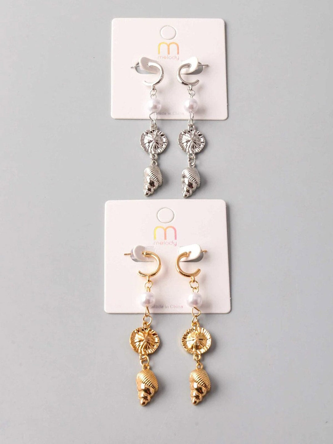 FASHION GOLD & SILVER SEA LIFE HANGING EARRINGS