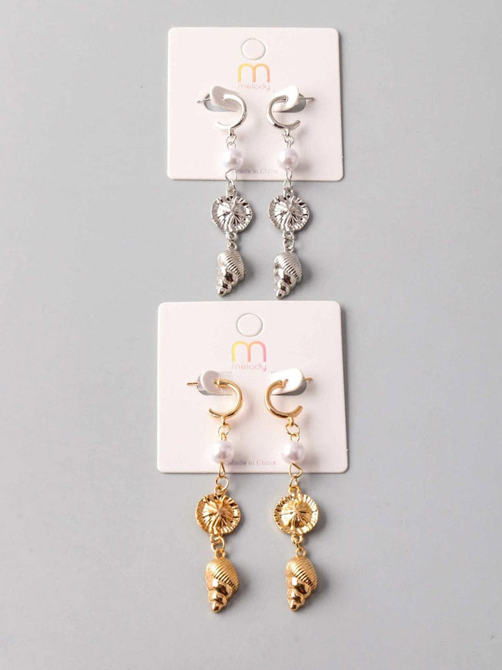 FASHION GOLD & SILVER SEA LIFE HANGING EARRINGS