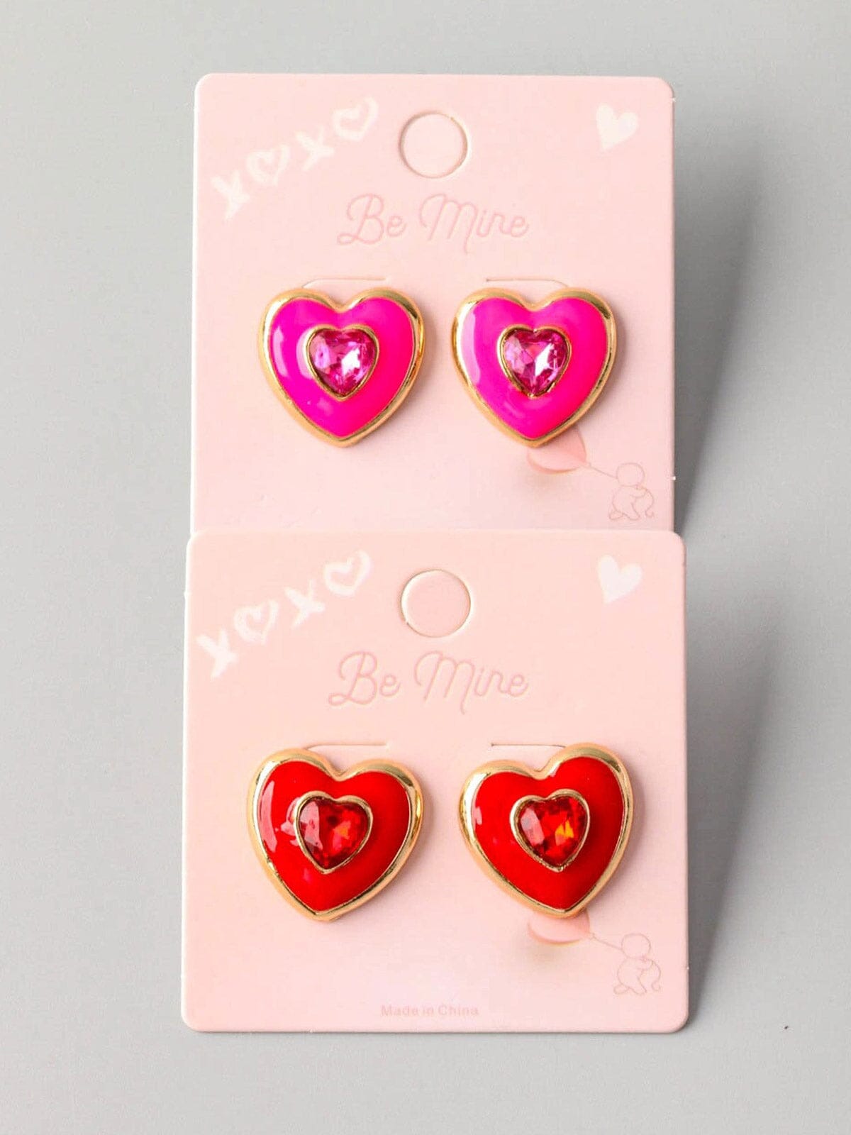 FASHION ASSORTED COLORS HEART EARRINGS