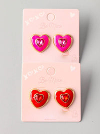FASHION ASSORTED COLORS HEART EARRINGS