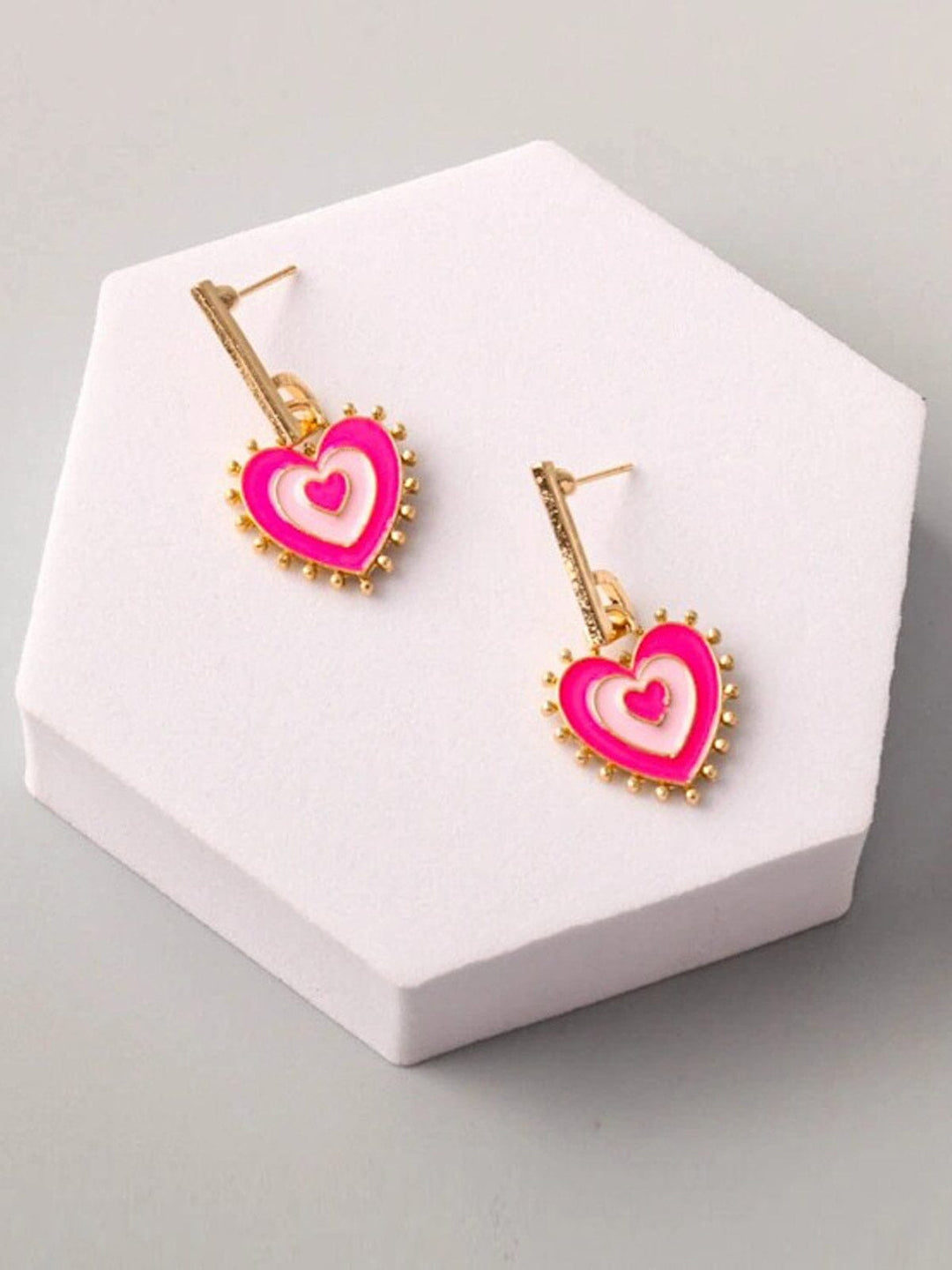 FASHION ASSORTED COLORS HEART EARRINGS