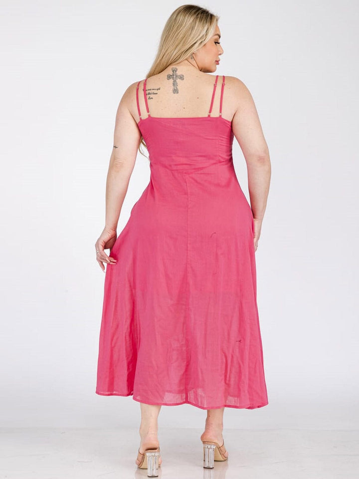 PLUS SIZE SLEEVELESS BUTTON UP MAXI DRESS