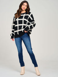 WOMEN'S LONG SLEEVE COLORBLOCK PULLOVER SWEATER