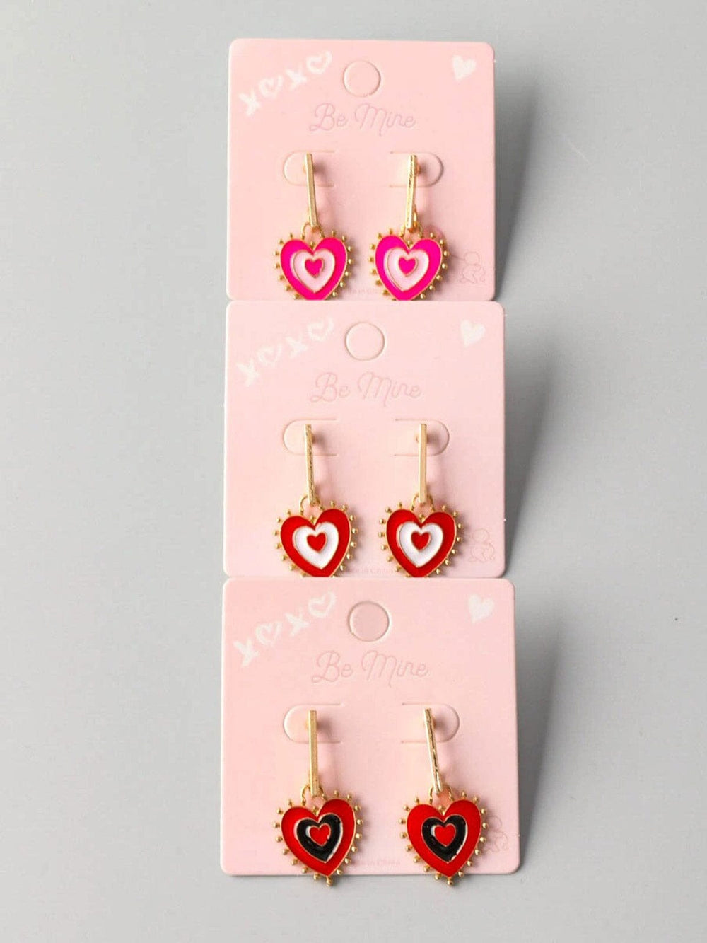 FASHION ASSORTED COLORS HEART EARRINGS
