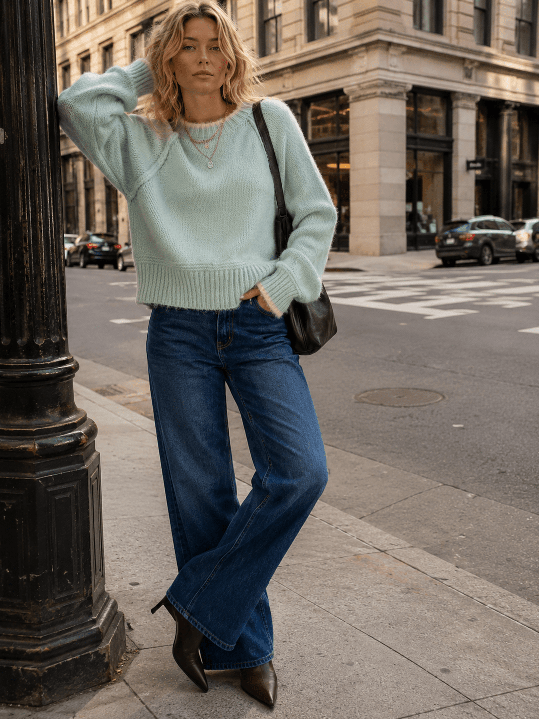 WOMEN'S LONG SLEEVE PULLOVER KNITTED SWEATER