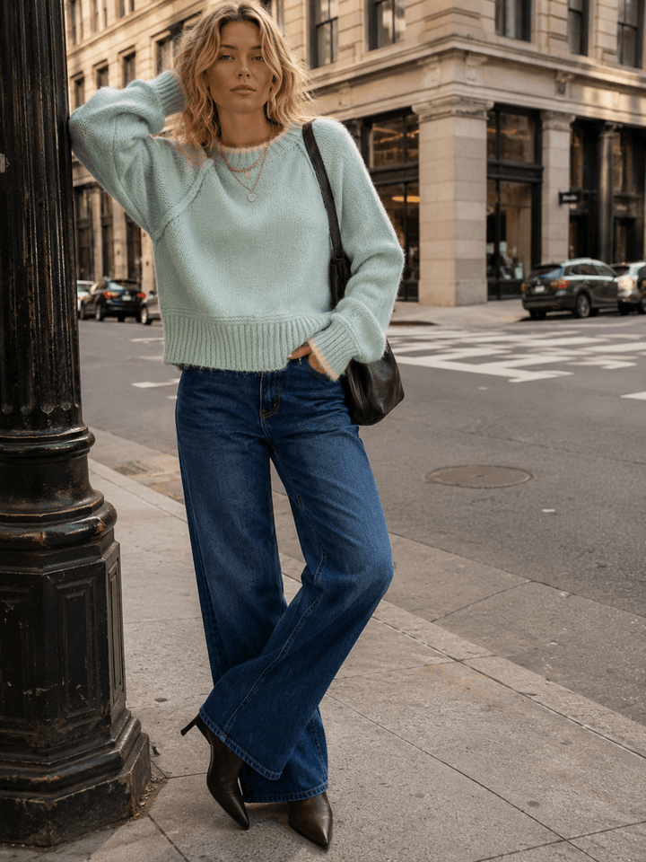 WOMEN'S LONG SLEEVE PULLOVER KNITTED SWEATER