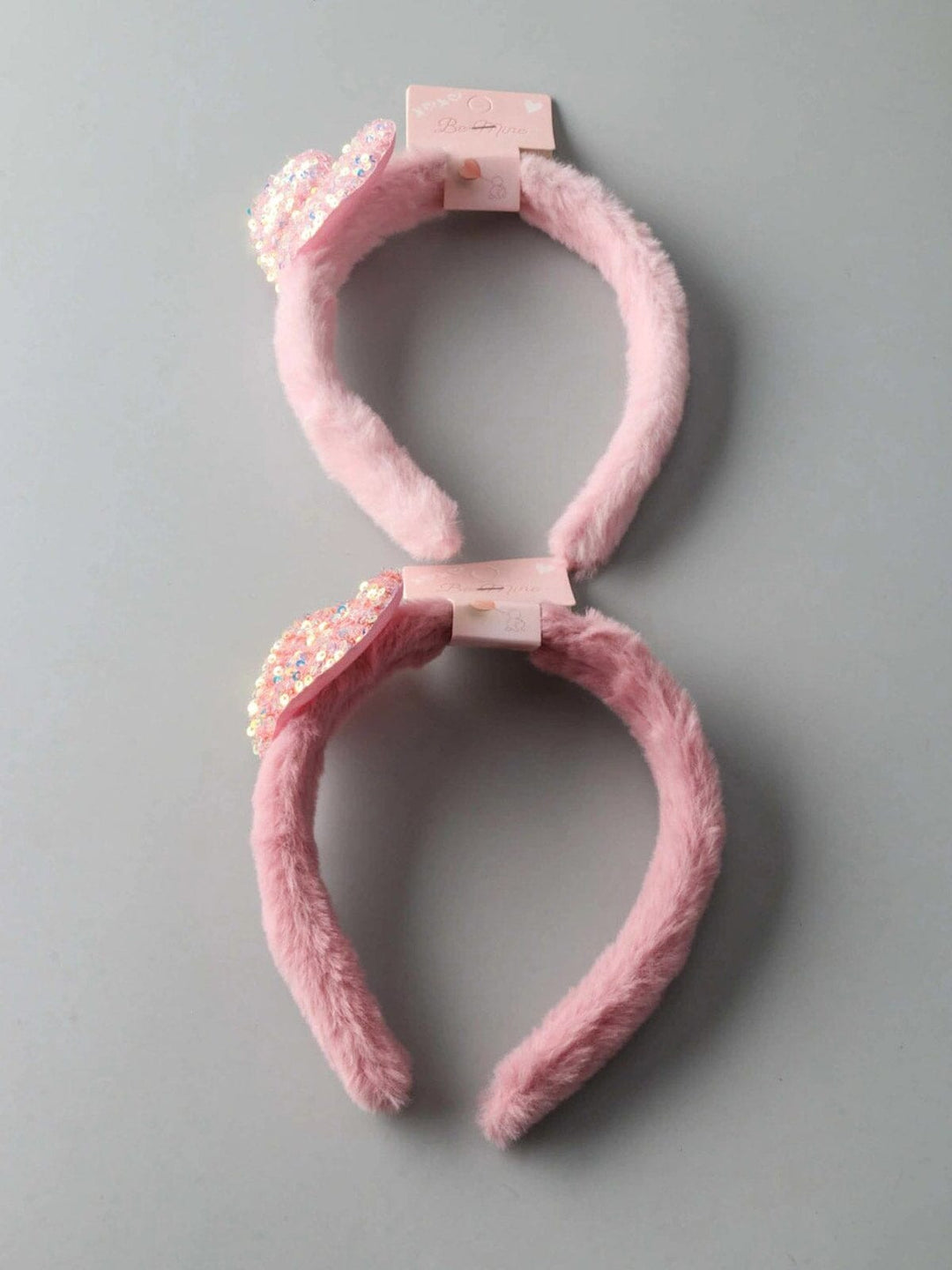 FASHION MAUVE & PINK SEQUINS HEART FUZZY HEADBAND