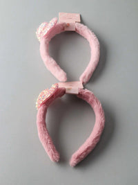 FASHION MAUVE & PINK SEQUINS HEART FUZZY HEADBAND