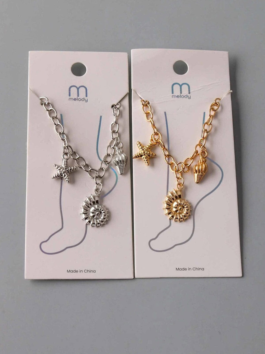 FASHION GOLD & SILVER SEA CHARMS ANKLET