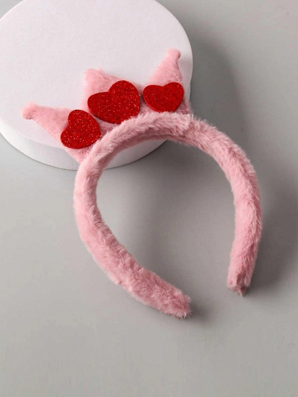 FASHION BURGUNDY & MAUVE CROWN HEART FUZZY HEADBAND