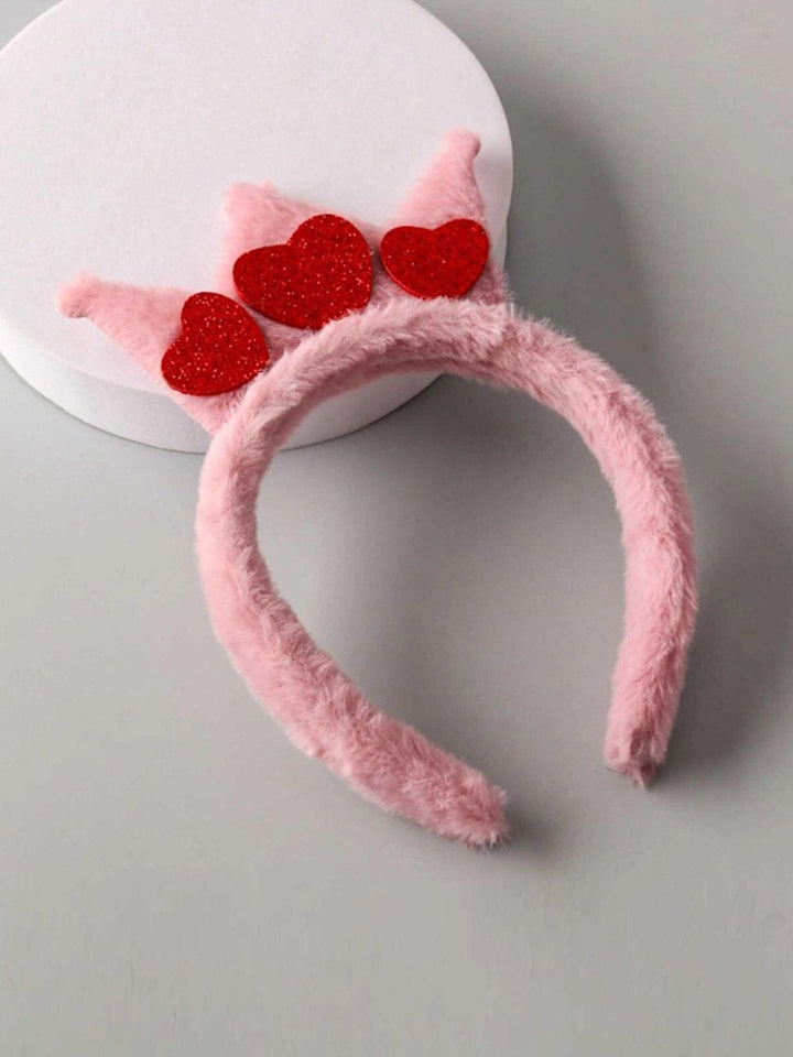 FASHION BURGUNDY & MAUVE CROWN HEART FUZZY HEADBAND