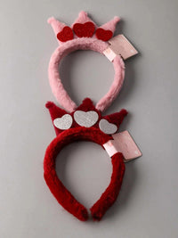 FASHION BURGUNDY & MAUVE CROWN HEART FUZZY HEADBAND