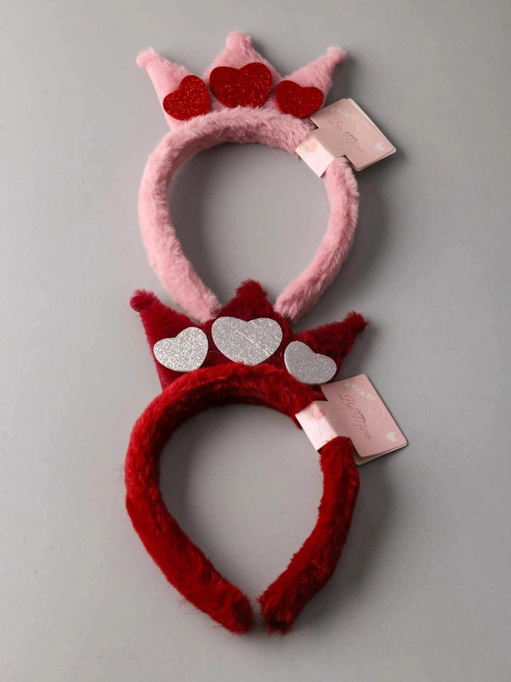 FASHION BURGUNDY & MAUVE CROWN HEART FUZZY HEADBAND