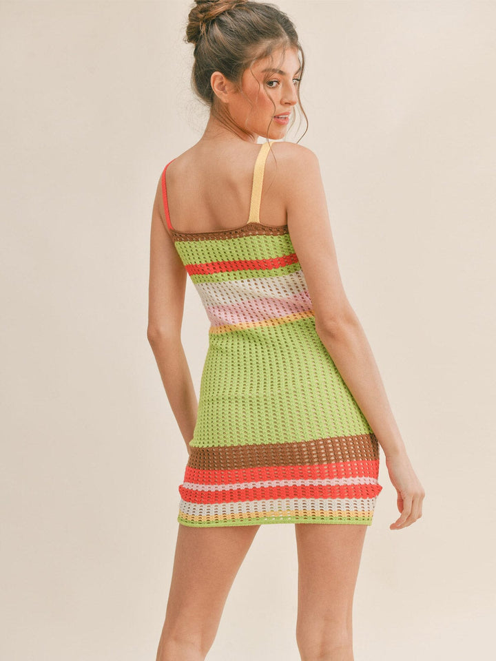 WOMEN'S SLEEVELESS COLORBLOCK KNITTED MINI DRESS