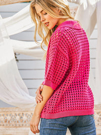 WOMEN'S SHORT SLEEVE V-NECK KNIT BLOUSE