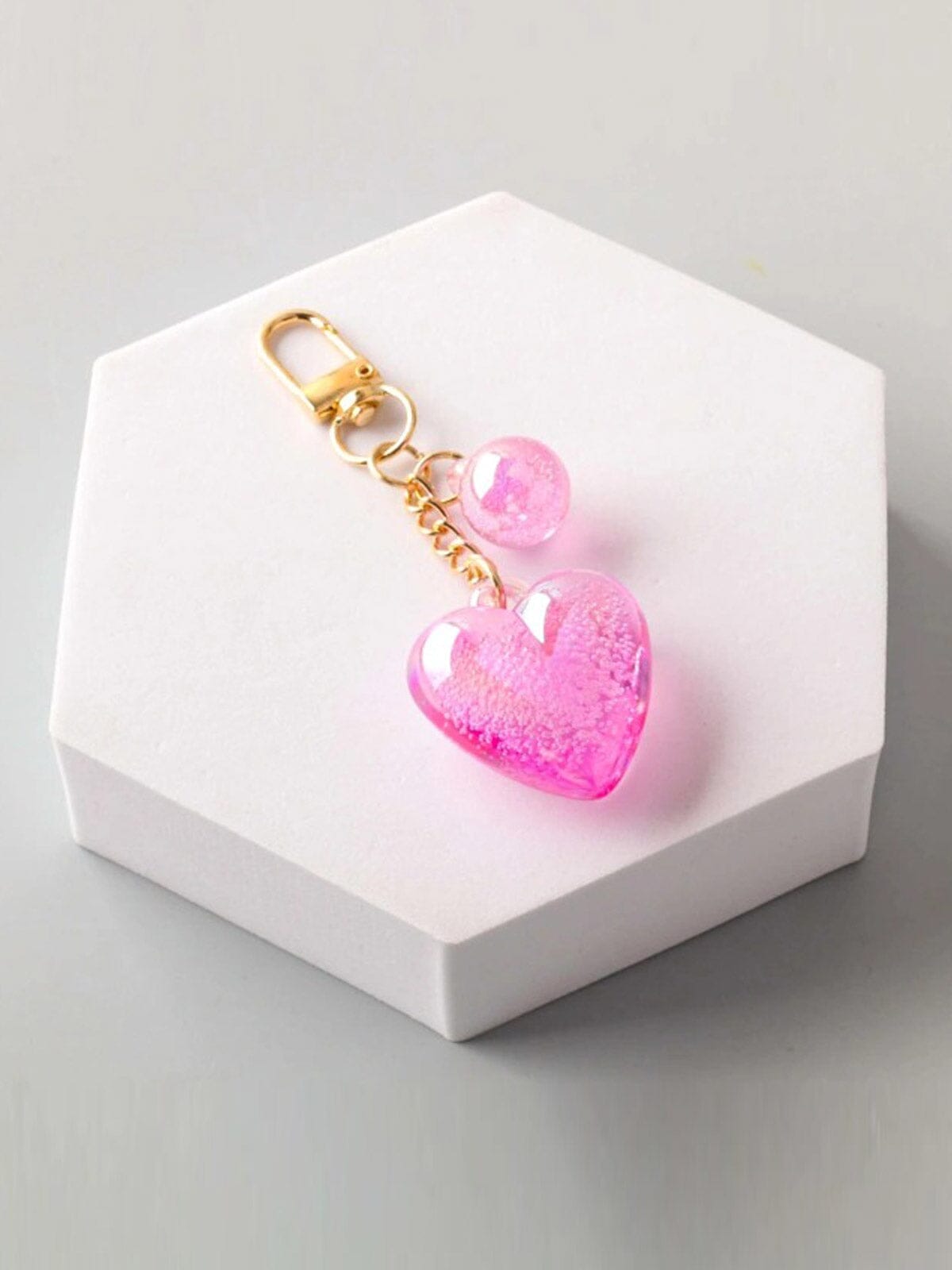 FASHION ASSORTED COLORS GLITTER HEART PENDANT KEYCHAIN