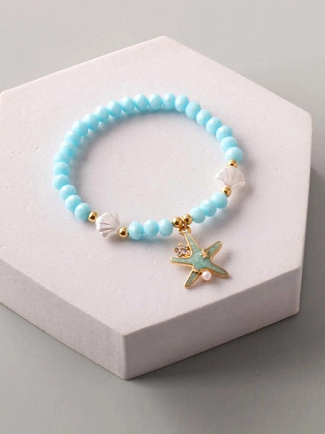 FASHION ASSORTED COLORS PENDANT PEARL SEA STAR BRACELET