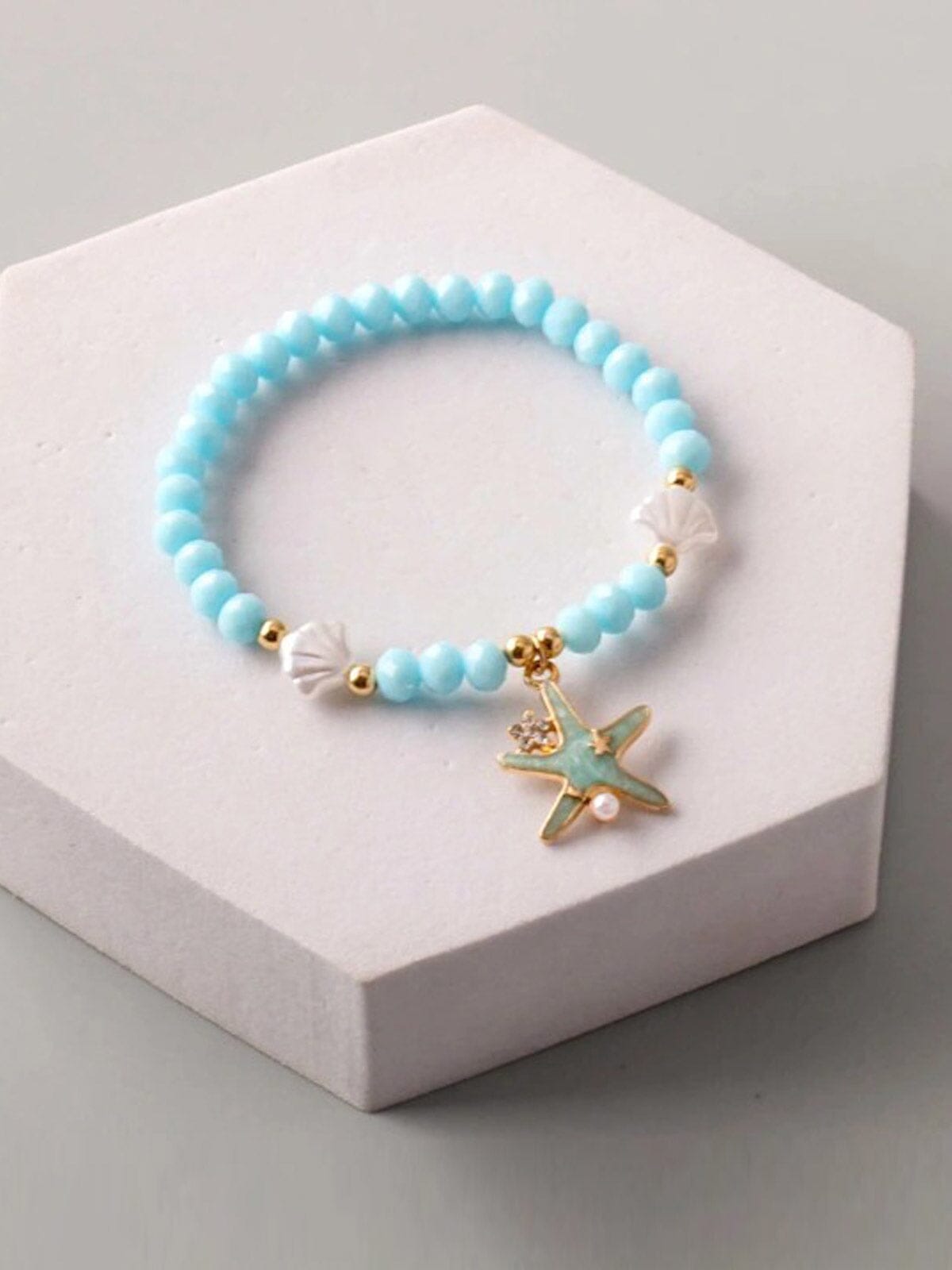 FASHION ASSORTED COLORS PENDANT PEARL SEA STAR BRACELET
