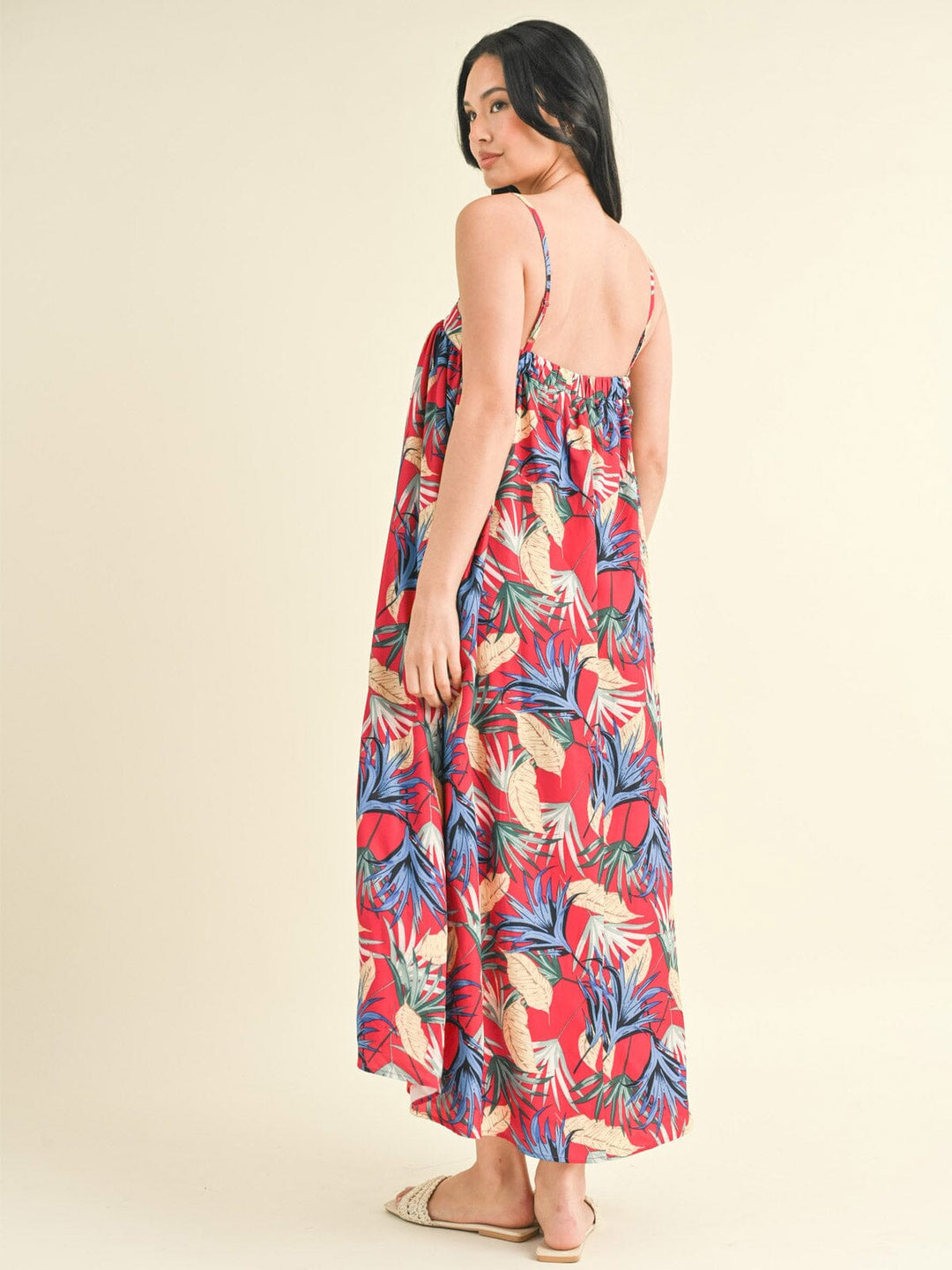WOMEN'S SLEEVELESS POCKETS FLORAL TUNIC MAXI DRESS