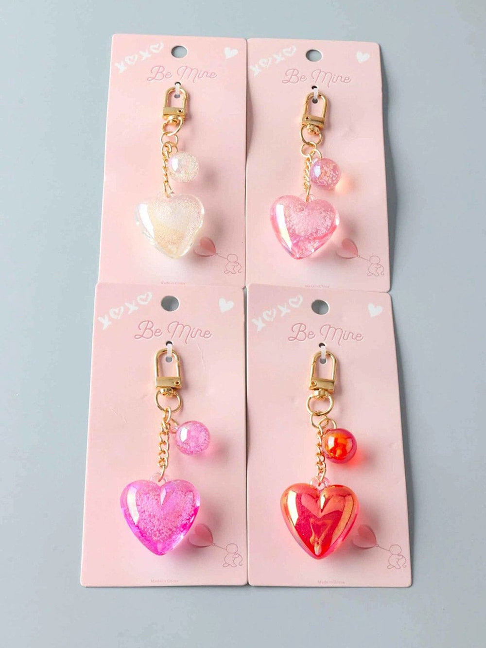 FASHION ASSORTED COLORS GLITTER HEART PENDANT KEYCHAIN