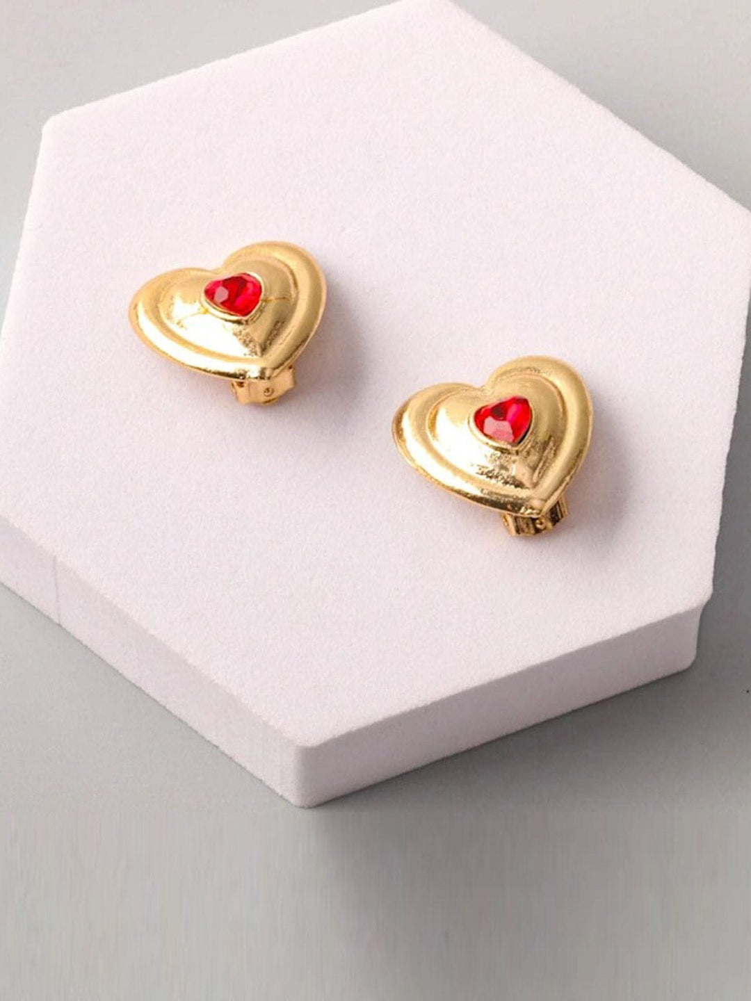 FASHION GOLD & SILVER HEART EARRINGS