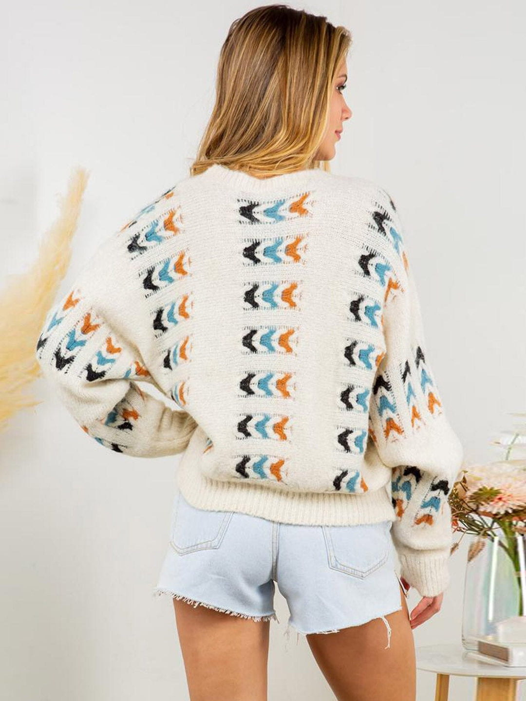 WOMEN'S LONG SLEEVE MULTI COLORS KNIT SWEATER