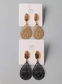 FASHION GOLD & BLACK DROP EARRINGS