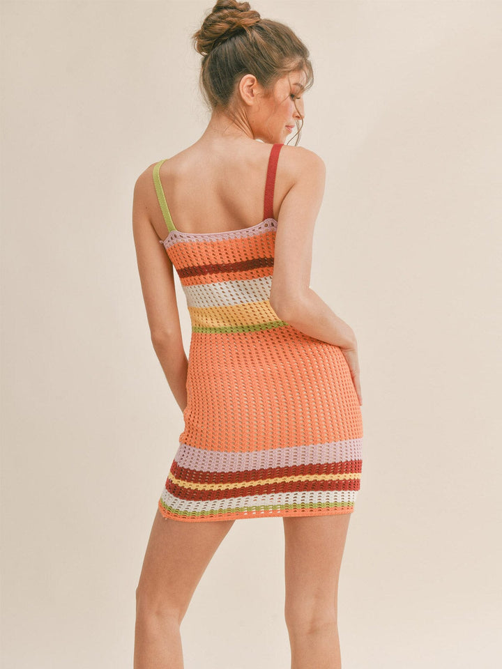 WOMEN'S SLEEVELESS COLORBLOCK KNITTED MINI DRESS