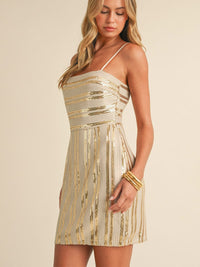 WOMEN'S BODYCON STRIPES SEQUINS MINI DRESS