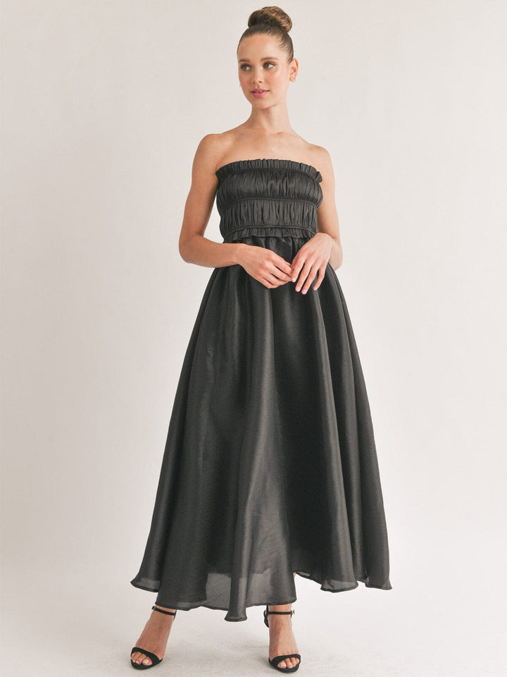 WOMEN'S SLEEVELESS SMOCK FIT & FLARE MAXI DRESS